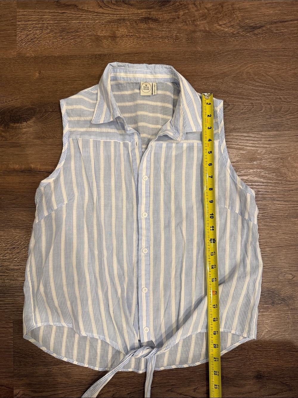 Paper Crane Light Blue & White Striped Sleeveless Button-Down Shirt w tie